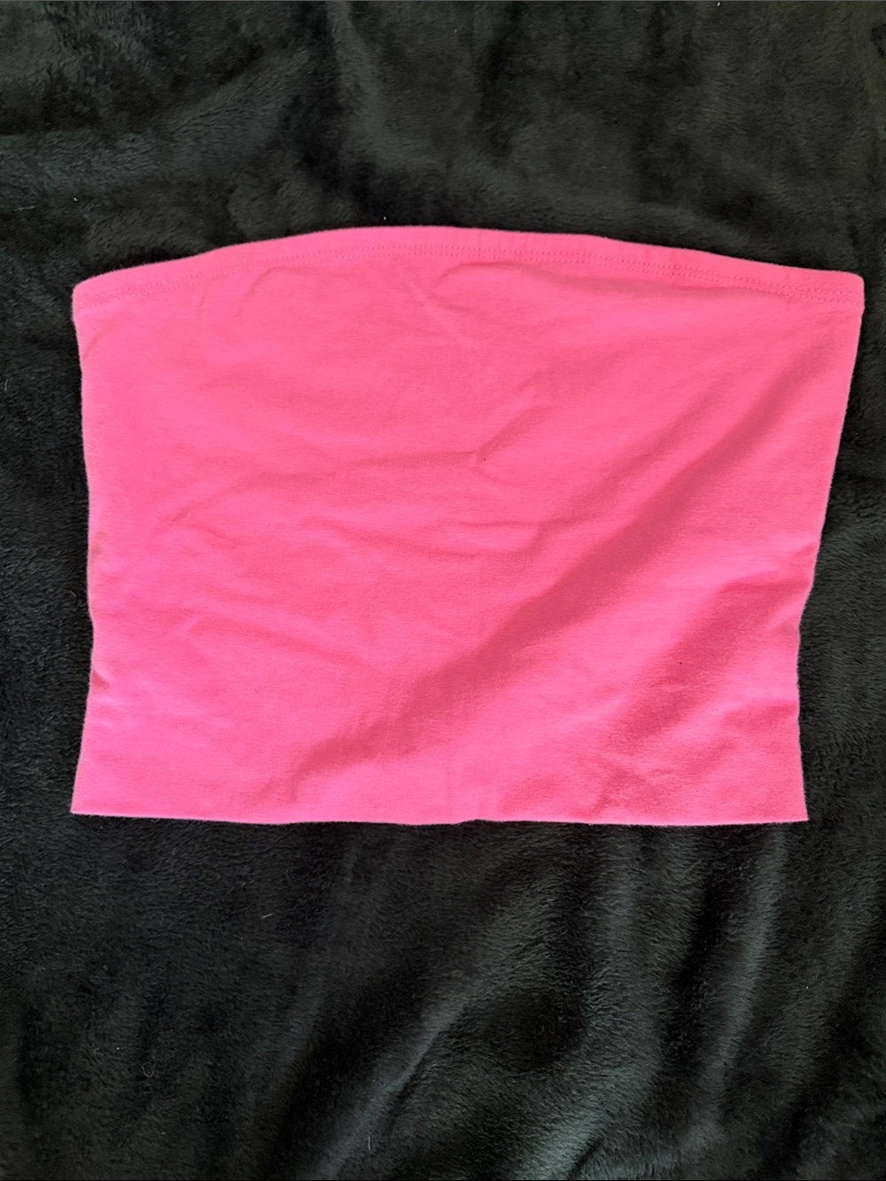 Match Vibrant Pink Strapless Tube Crop Top